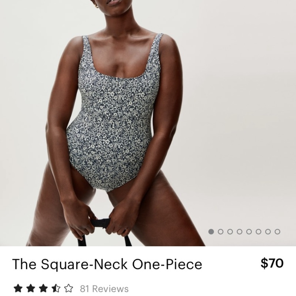 Everlane Square-Neck One-Piece in Navy Floral